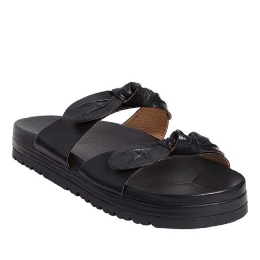 Jack Rogers Black Double-Knot Monica Leather Sandal